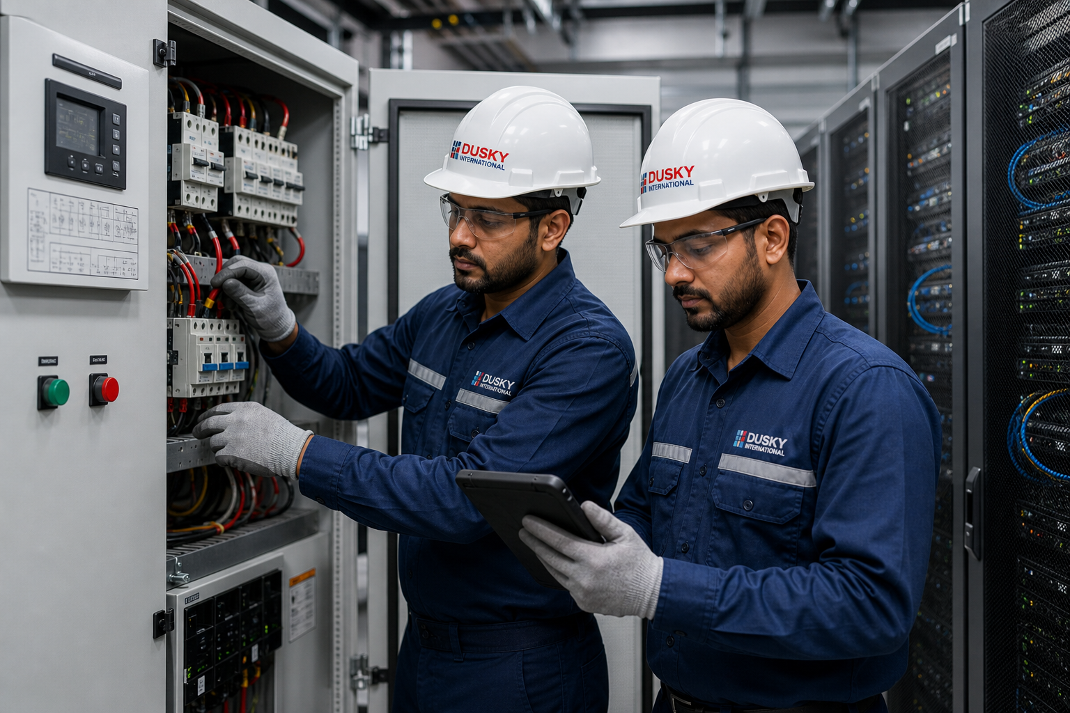 Dusky engineers installing and commissioning UPS and electrical systems on site